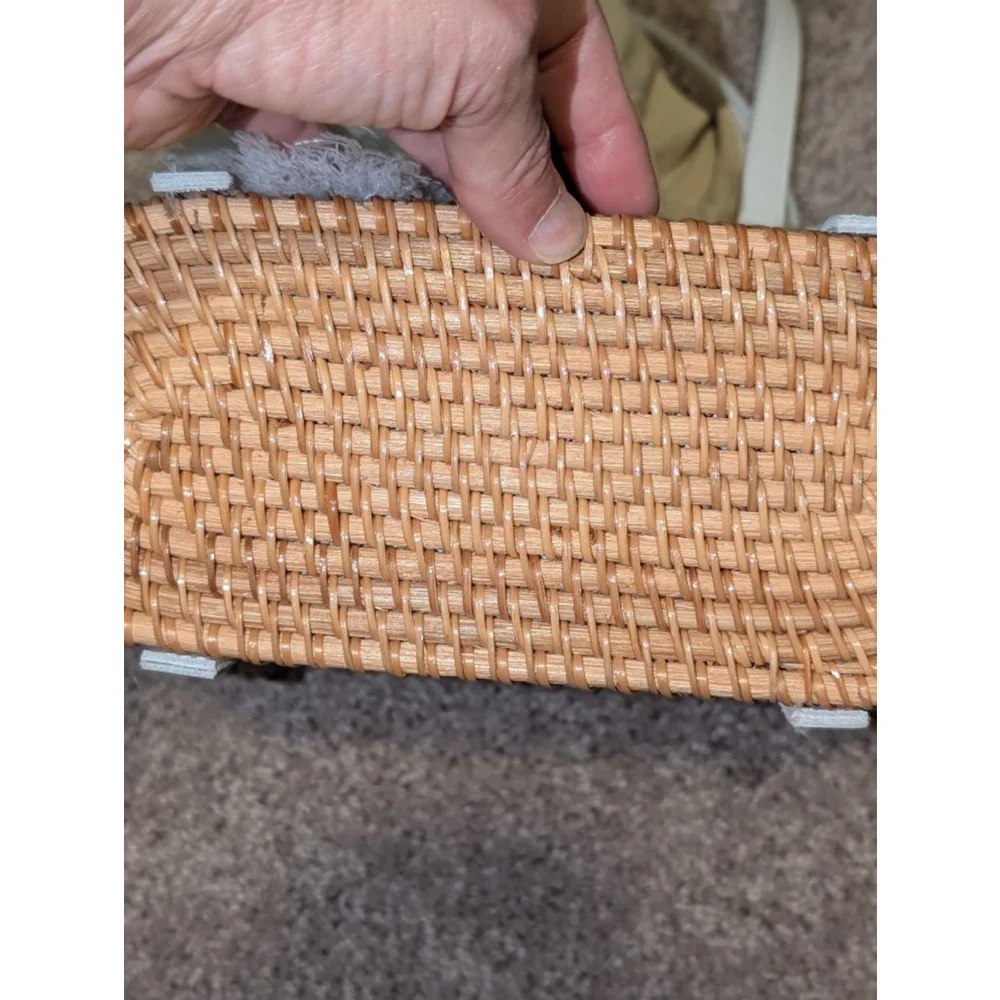 Women's Unbranded Woven Tote Bag One Size Brown and White - Picture 4 of 6